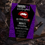 Funny Horror Gothic Vampire Purple Birthday Party Invitation<br><div class="desc">Funny Vampire Birthday Invitation Template – Gothic Horror “Pain in the Neck” Vampire Party Invite – Dracula Fangs – Spooky Halloween Birthday Party Invite – Any Age Editable Digital Birthday Invitation - Adult Birthday Party Invitation Celebrate in dark, dramatic style with this bold and edgy Turning [Your Age] Is Such...</div>