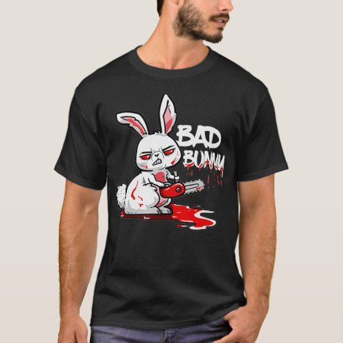 Funny Horror Rabbit Halloween Gift Evil Bad Bunny  T_Shirt