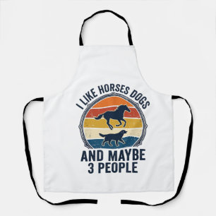 Funny Horse and Dog Lover Vintage Sunset Design_1 Apron