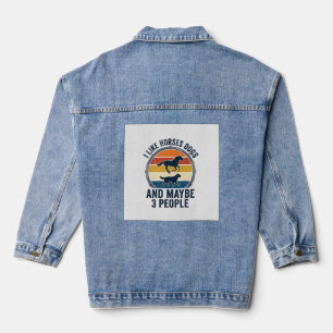 Funny Horse and Dog Lover Vintage Sunset Design_1 Denim Jacket