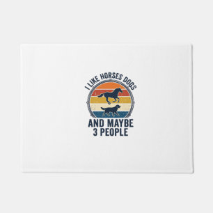 Funny Horse and Dog Lover Vintage Sunset Design_1 Doormat