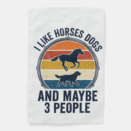 Funny Horse and Dog Lover Vintage Sunset Design_1 Garden Flag
