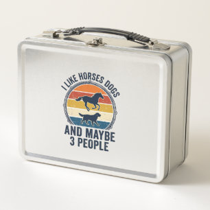 Funny Horse and Dog Lover Vintage Sunset Design_1 Metal Lunch Box