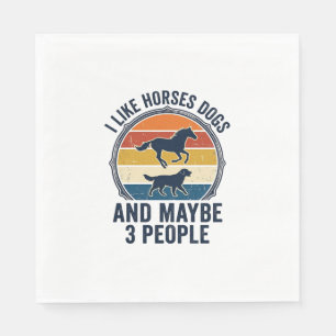 Funny Horse and Dog Lover Vintage Sunset Design_1 Napkins