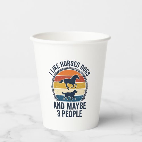 Funny Horse and Dog Lover Vintage Sunset Design_1 Paper Cups