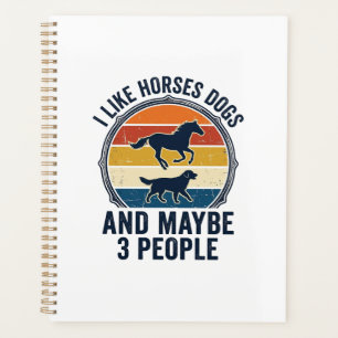 Funny Horse and Dog Lover Vintage Sunset Design_1 Planner