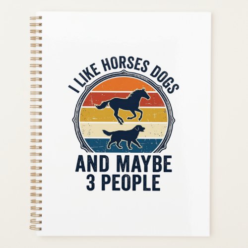 Funny Horse and Dog Lover Vintage Sunset Design_1 Planner
