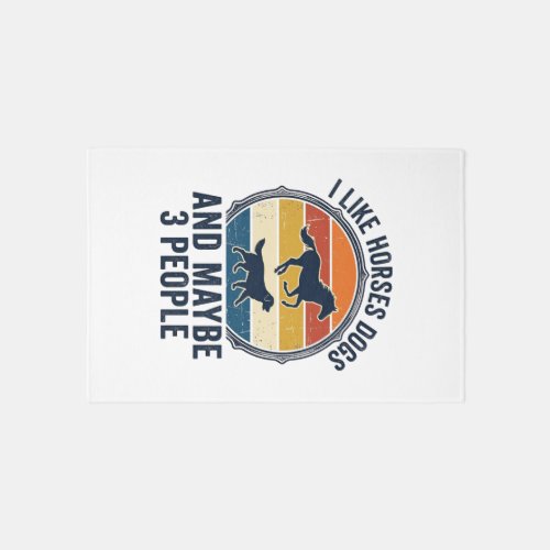 Funny Horse and Dog Lover Vintage Sunset Design_1 Rug