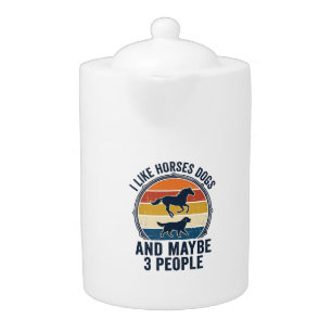 Funny Horse and Dog Lover Vintage Sunset Design_1 Teapot