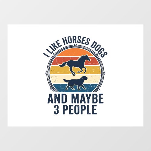 Funny Horse and Dog Lover Vintage Sunset Design_1 Window Cling