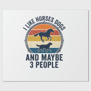 Funny Horse and Dog Lover Vintage Sunset Design_1 Wrapping Paper