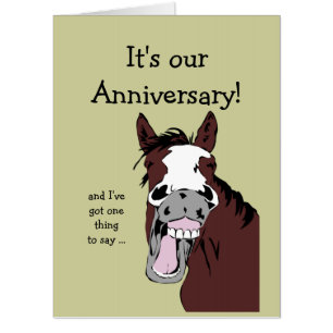 Funny Horse Anniversary Cartoon Spouse or Partner Card