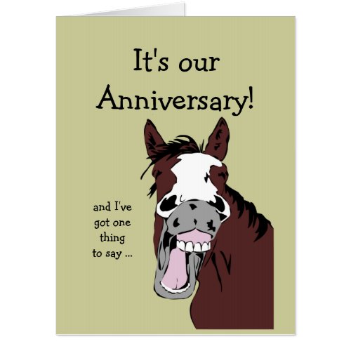 Funny Horse Anniversary Cartoon Spouse or Partner Card