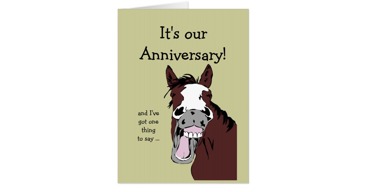 Funny Horse Anniversary Cartoon Spouse or Partner Card | Zazzle