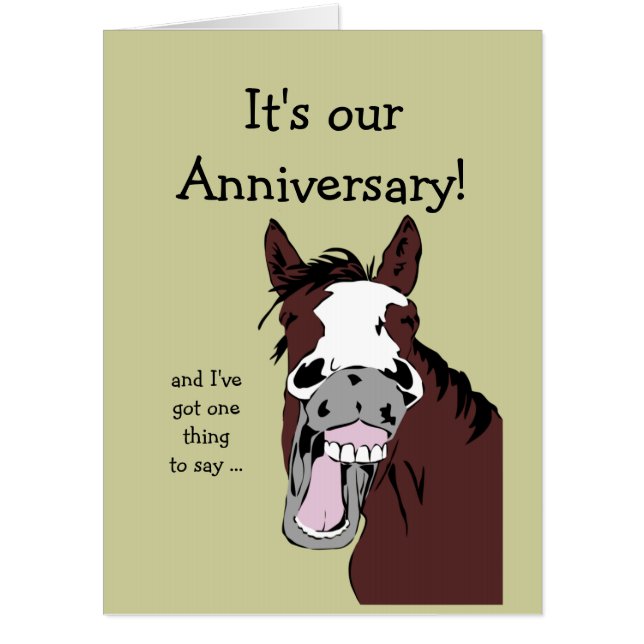 Funny Horse Anniversary Cartoon Spouse or Partner Card (Front)