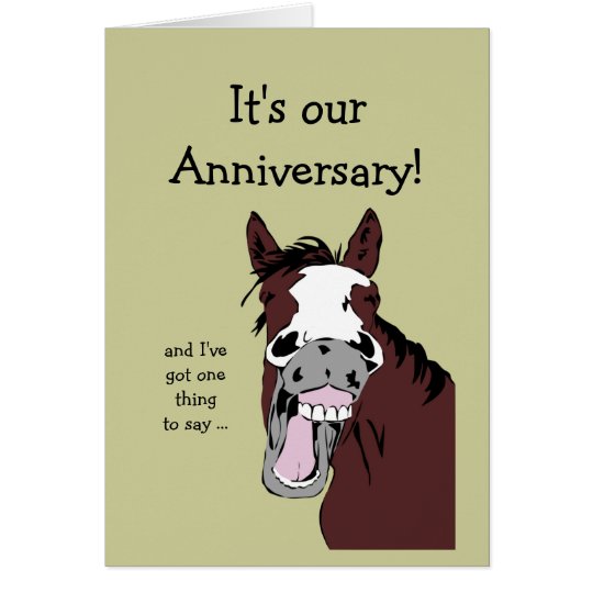 Funny Horse Anniversary Cartoon Spouse or Partner Card | Zazzle.com