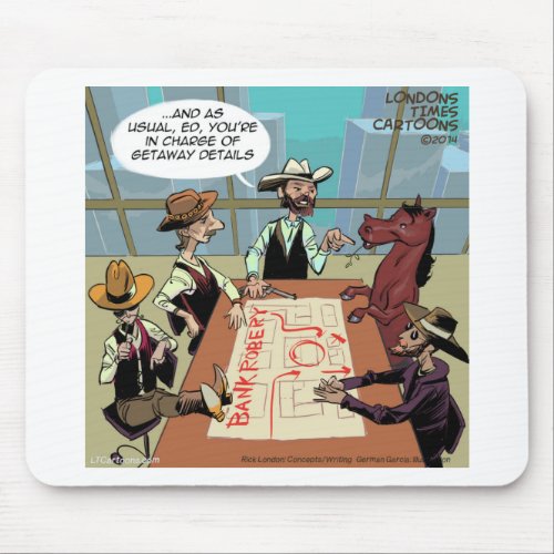 Funny Horse Bank Robber Mouse Pad