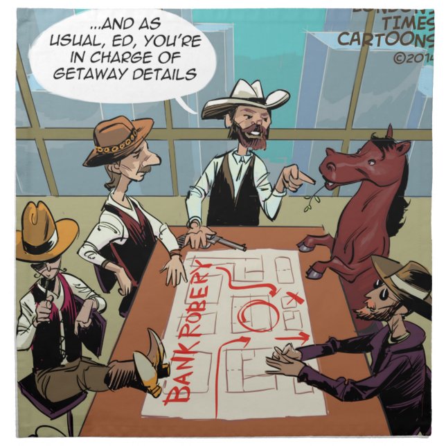 Funny Horse Bank Robber Napkin (Front)