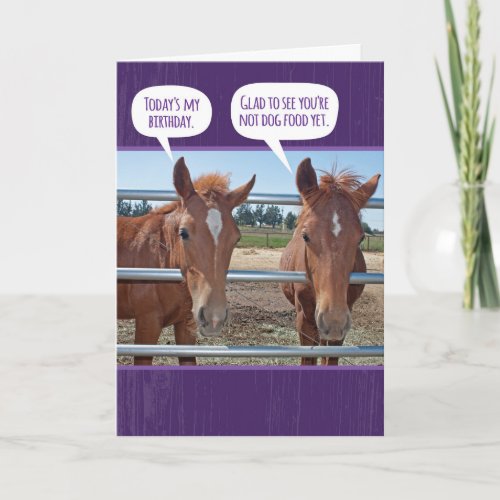 Funny Horse_ Be Glad Youre Not Dog Food Birthday Card