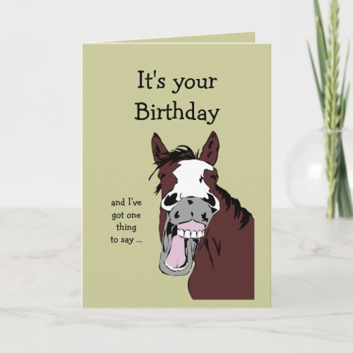 Funny Horse Birthday Cartoon Romantic Silly Card