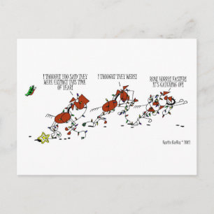 Funny Horse & Butterfly Christmas Cartoon Postcard