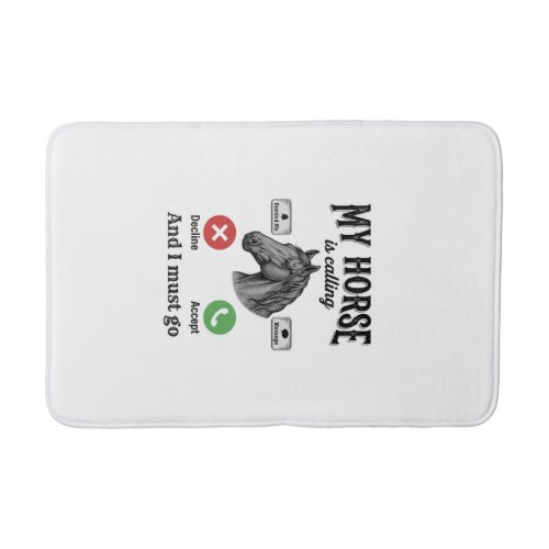 Funny Horse Calling Vintage Engraving T-Shirt_1 Bath Mat