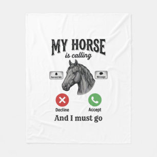 Funny Horse Calling Vintage Engraving T-Shirt_1 Fleece Blanket