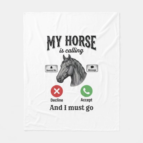Funny Horse Calling Vintage Engraving T-Shirt_1 Fleece Blanket