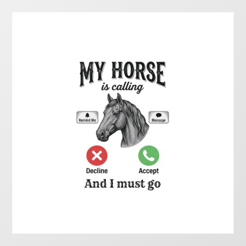 Funny Horse Calling Vintage Engraving T-Shirt_1 Floor Decals