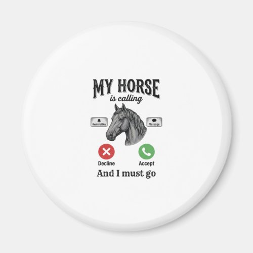 Funny Horse Calling Vintage Engraving T-Shirt_1 Magnet