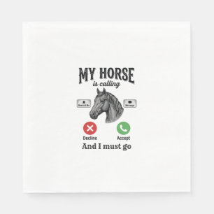 Funny Horse Calling Vintage Engraving T-Shirt_1 Napkins