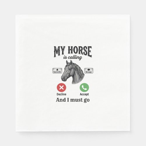 Funny Horse Calling Vintage Engraving T-Shirt_1 Napkins