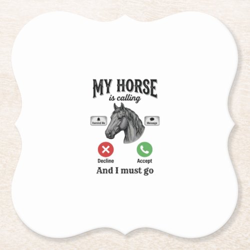 Funny Horse Calling Vintage Engraving T-Shirt_1 Paper Coaster