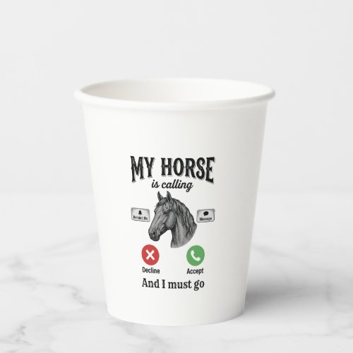 Funny Horse Calling Vintage Engraving T-Shirt_1 Paper Cups