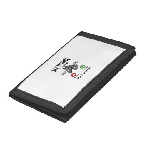 Funny Horse Calling Vintage Engraving T-Shirt_1 Trifold Wallet