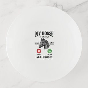 Funny Horse Calling Vintage Engraving T-Shirt_1 Trinket Tray