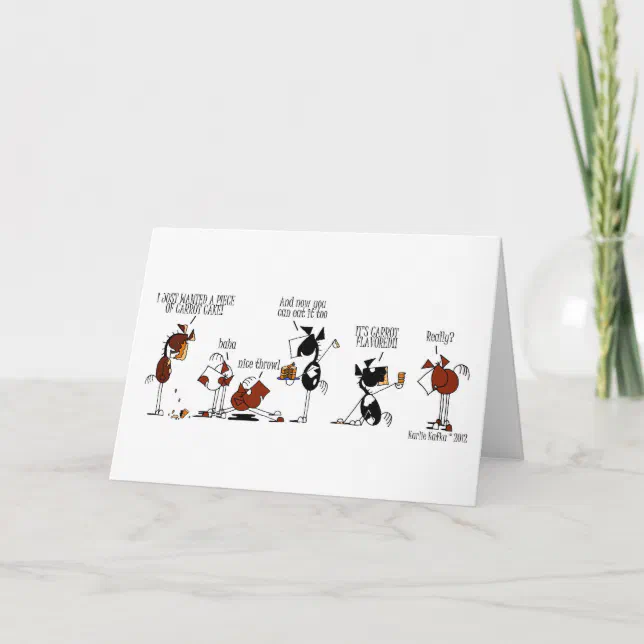 Funny Horse & Carrot Cake Cartoon Birthday Card | Zazzle