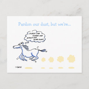 Funny Horse Cartoon Business Moving Announcement