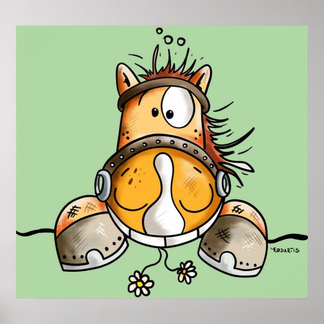 Funny Horse Cartoon Poster (Front)