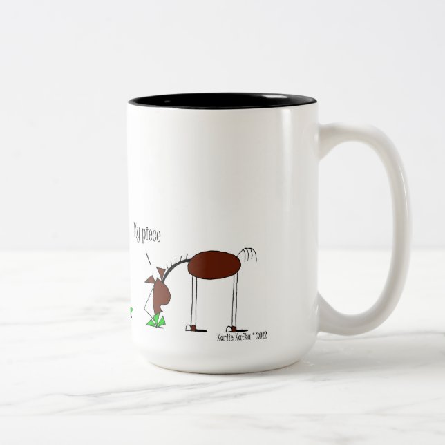 Funny Horse Cartoon Two-Tone Coffee Mug (Right)