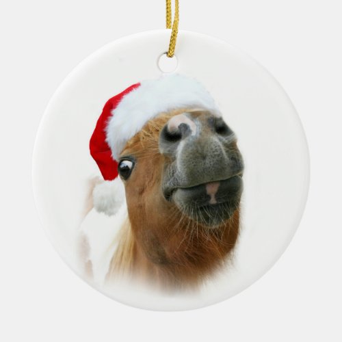 Funny horse Christmas Ceramic Ornament