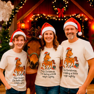 Funny Horse Christmas Farm – Custom Name T-Shirt