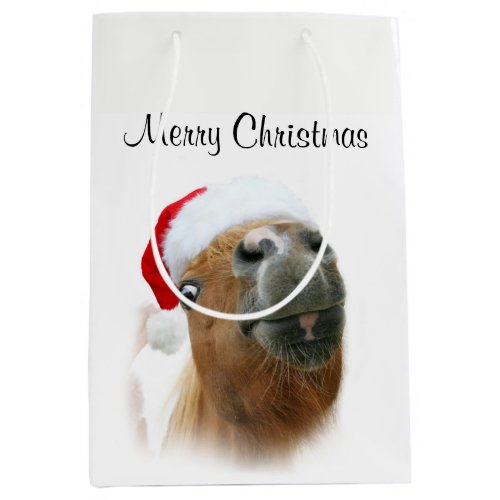 Funny horse Christmas Medium Gift Bag