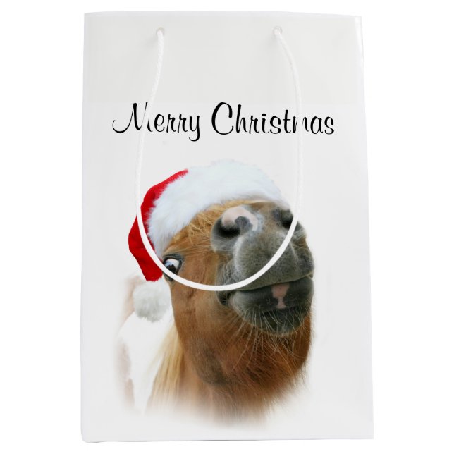 Funny horse Christmas Medium Gift Bag (Front)
