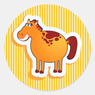 Funny horse classic round sticker
