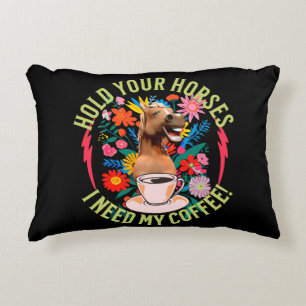Funny Horse Coffee Lover Humor Accent Pillow