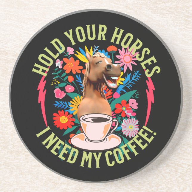 Funny Horse Coffee Lover Humor Coaster (Front)