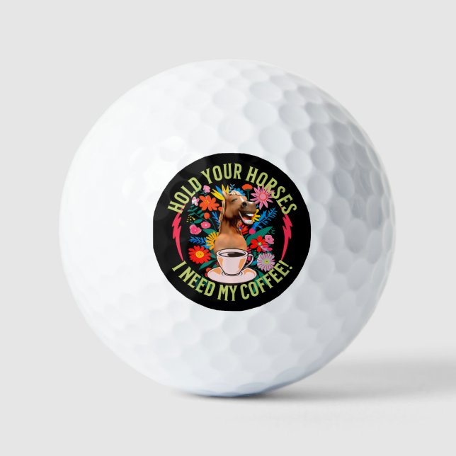 Funny Horse Coffee Lover Humor Golf Balls (Front)