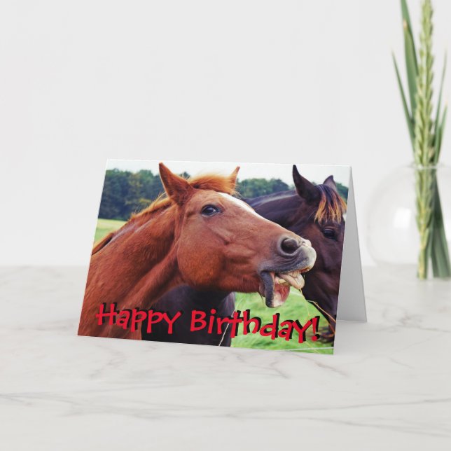 Funny horse customizable greetings card (Front)