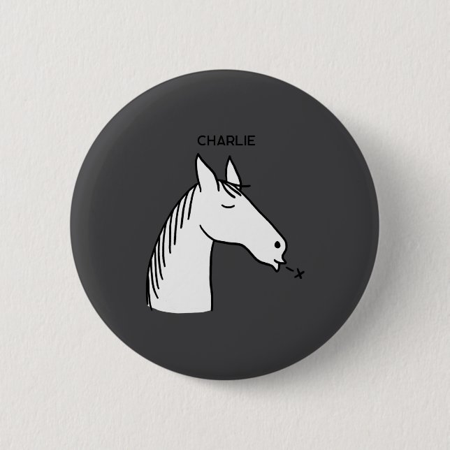 Funny Horse D  Button (Front)